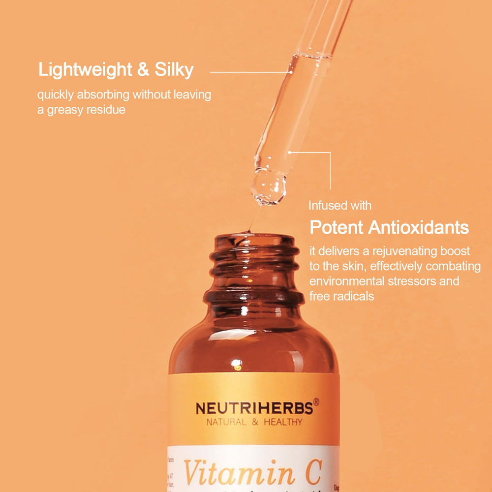 Neutriherbs Vitamin C Serum packaging showcasing clean, natural skincare ethos
