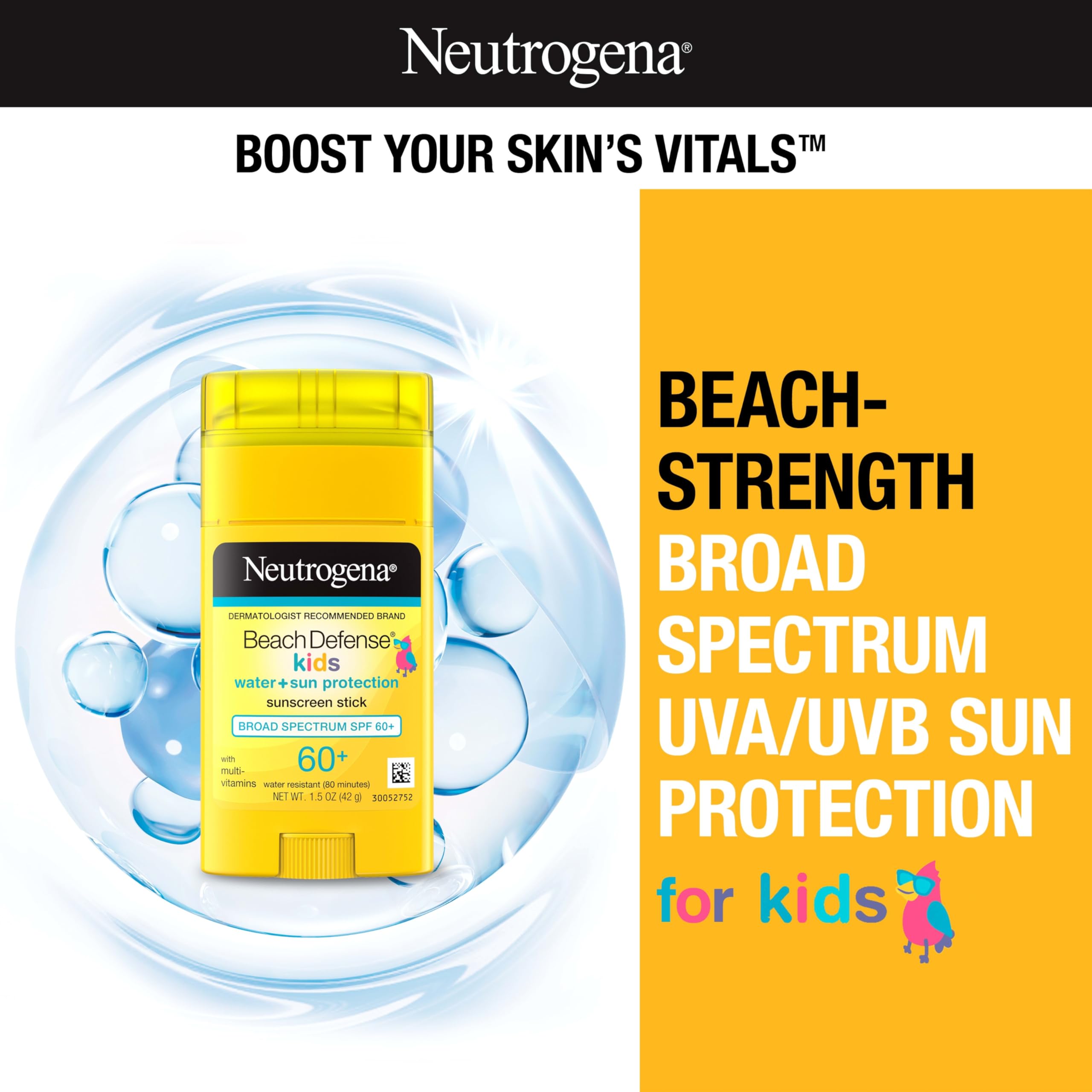 Close-up of Neutrogena sunscreen stick applying smoothly