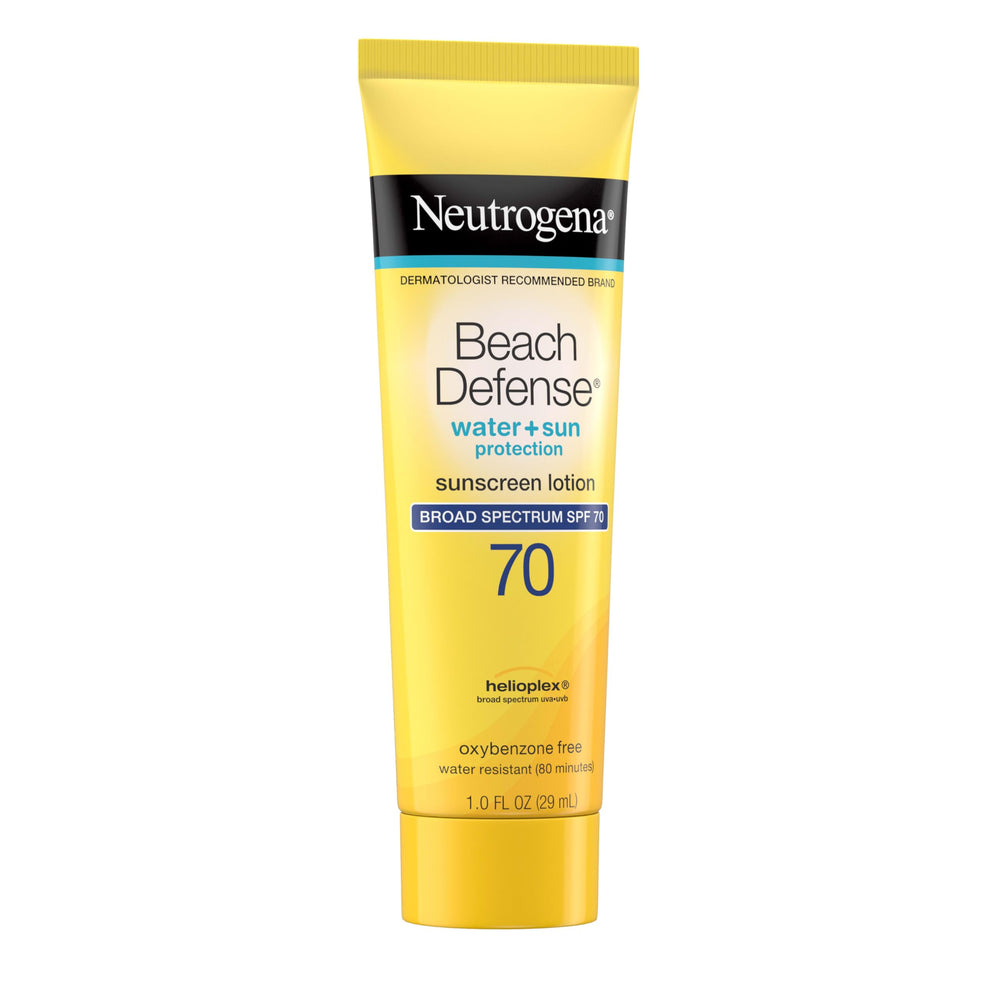 Oil-free Neutrogena Beach Defense SPF 70 formula for a light skin feel.