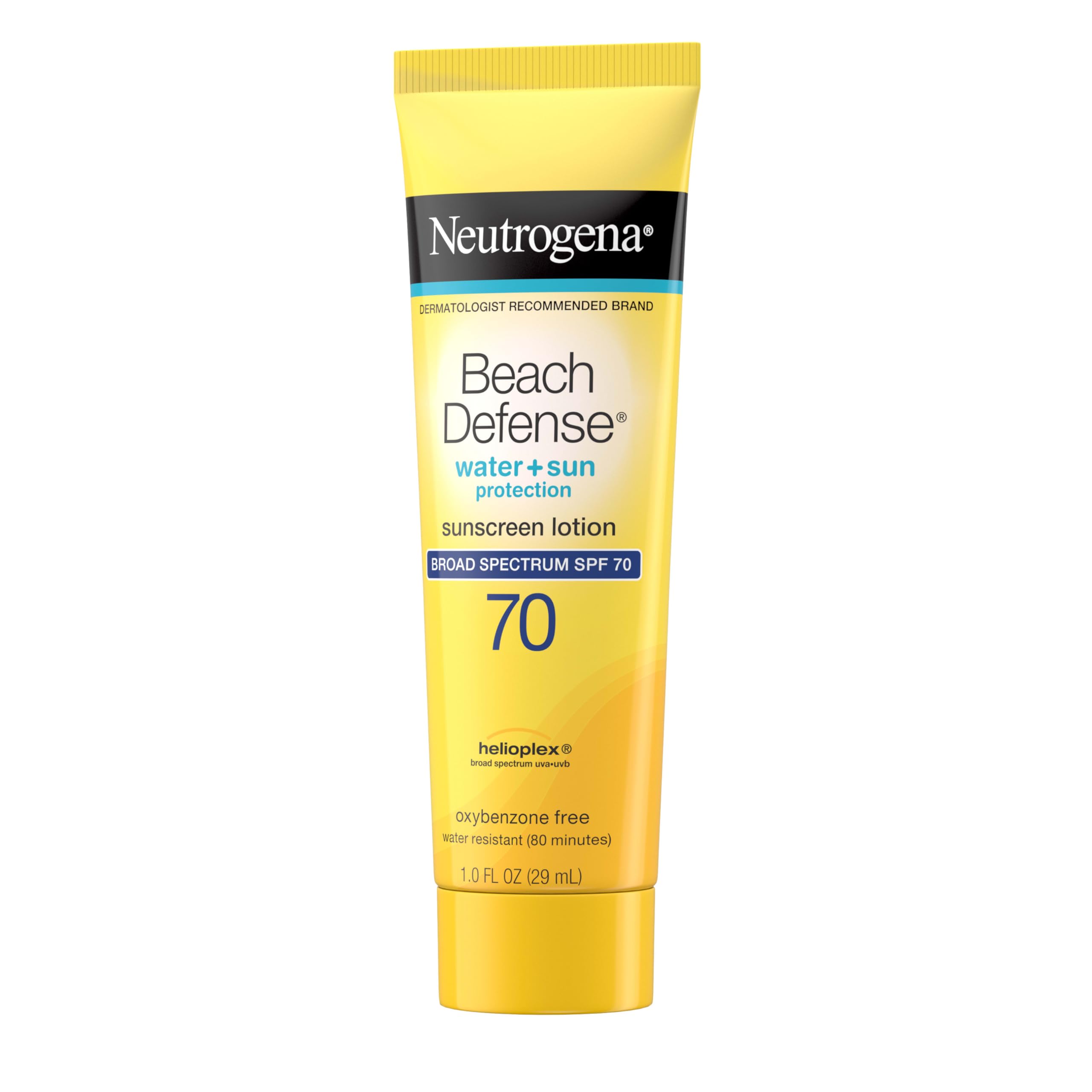 Travel size Neutrogena Beach Defense SPF 70 pack for on-the-go protection.