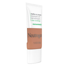 Neutrogena oil-free fragrance-free CC cream bottle shown for sensitive skin.
