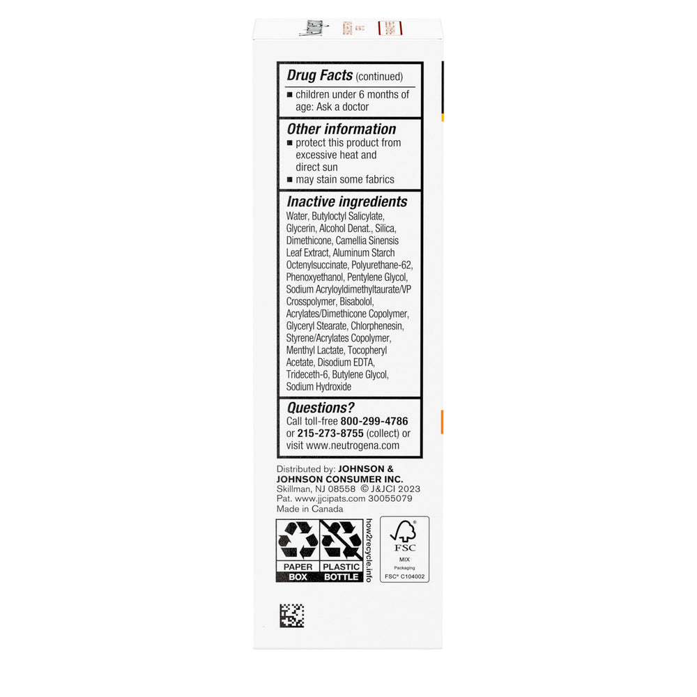Neutrogena Clear Face Serum Sunscreen 1.7 oz bottle, travel-friendly.