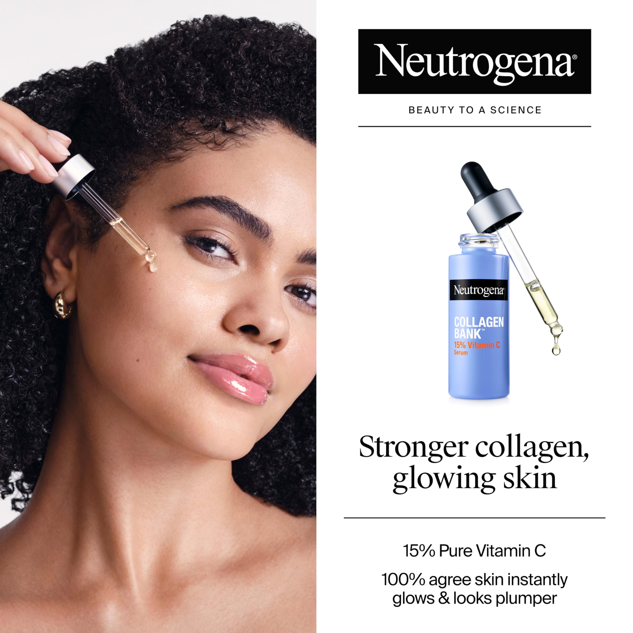 Dropper releasing serum for easy daily brightening and even tone.