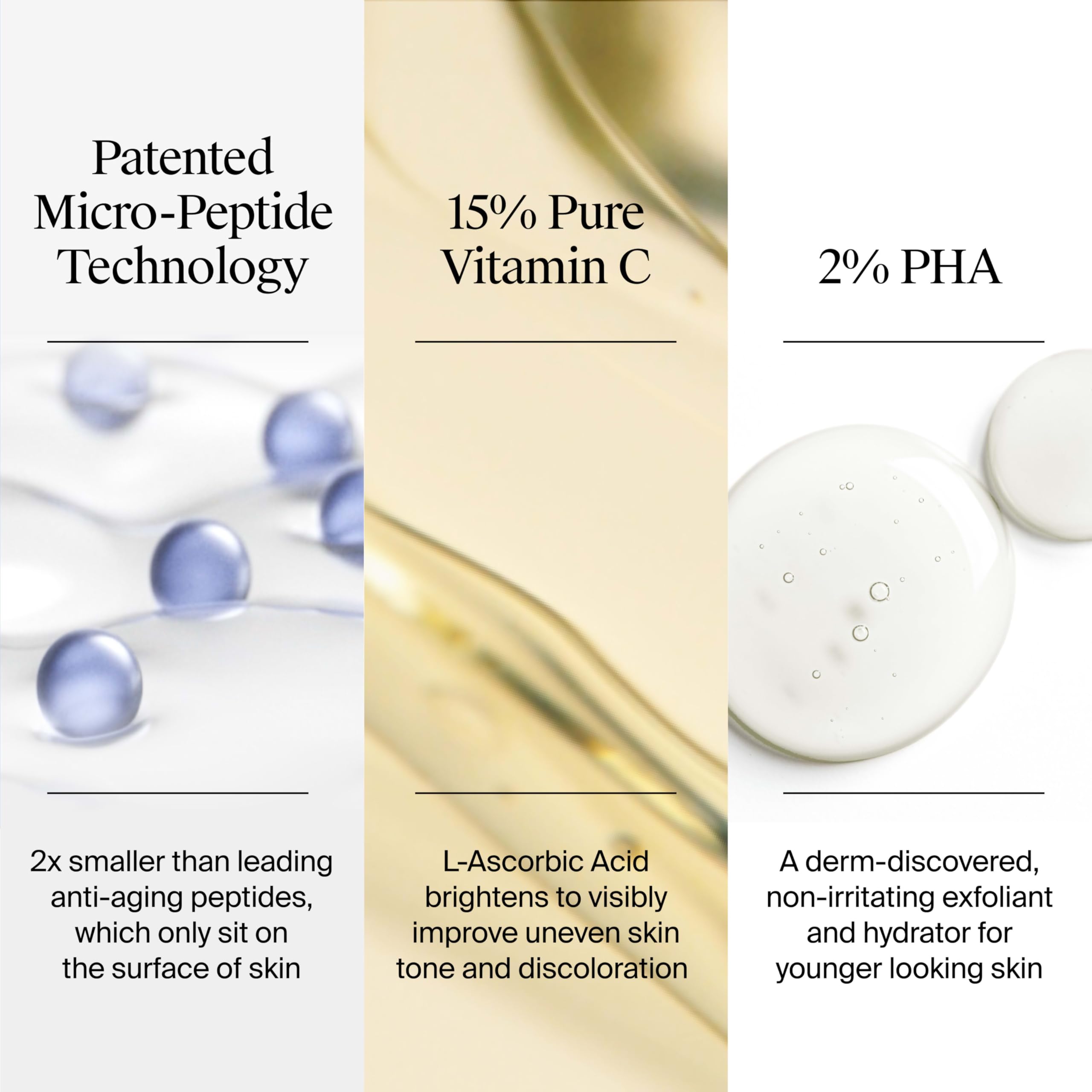 Serum on skin showing bright glow and subtle plumpness.