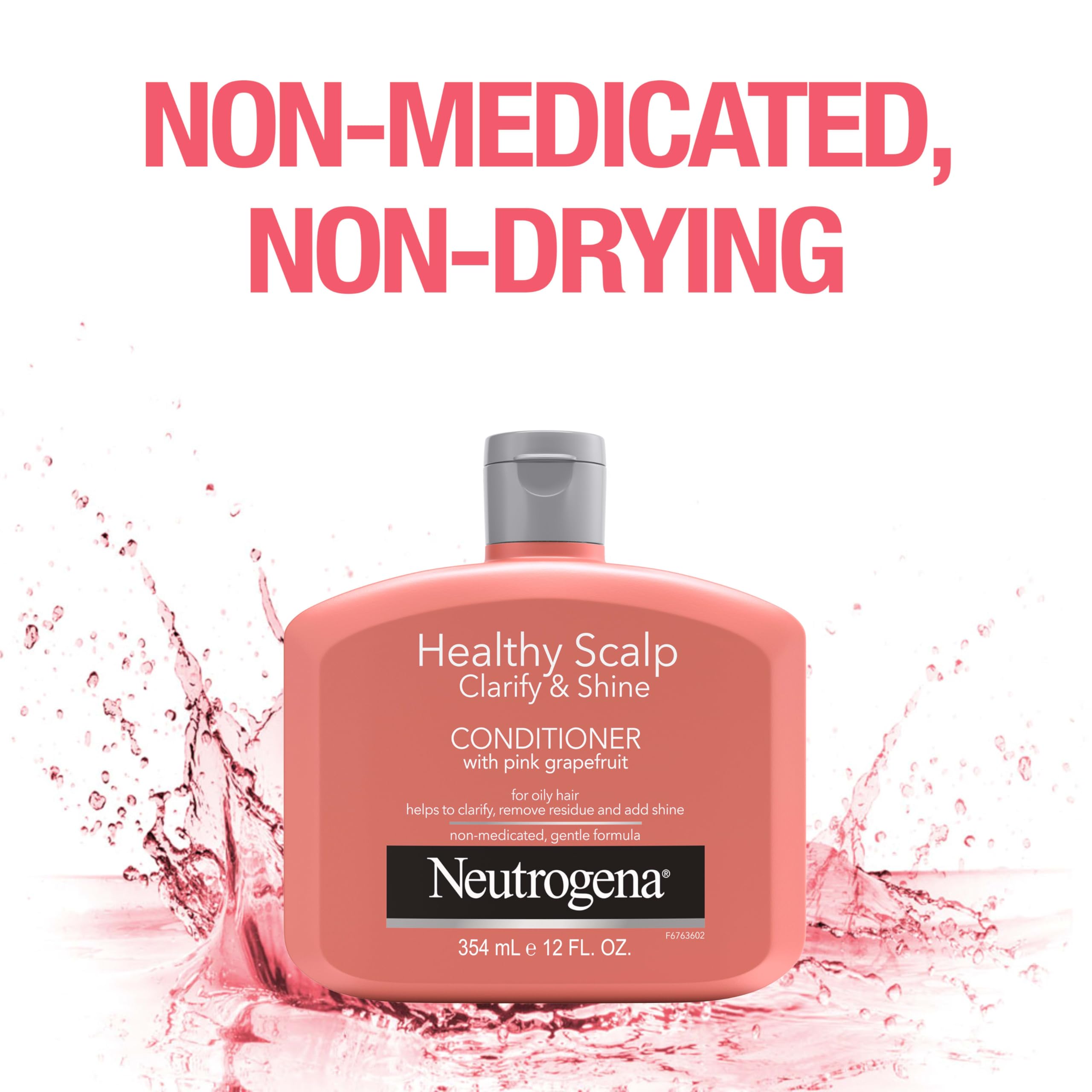 Neutrogena Exfoliating Healthy Scalp bottle label displays pink grapefruit scent.