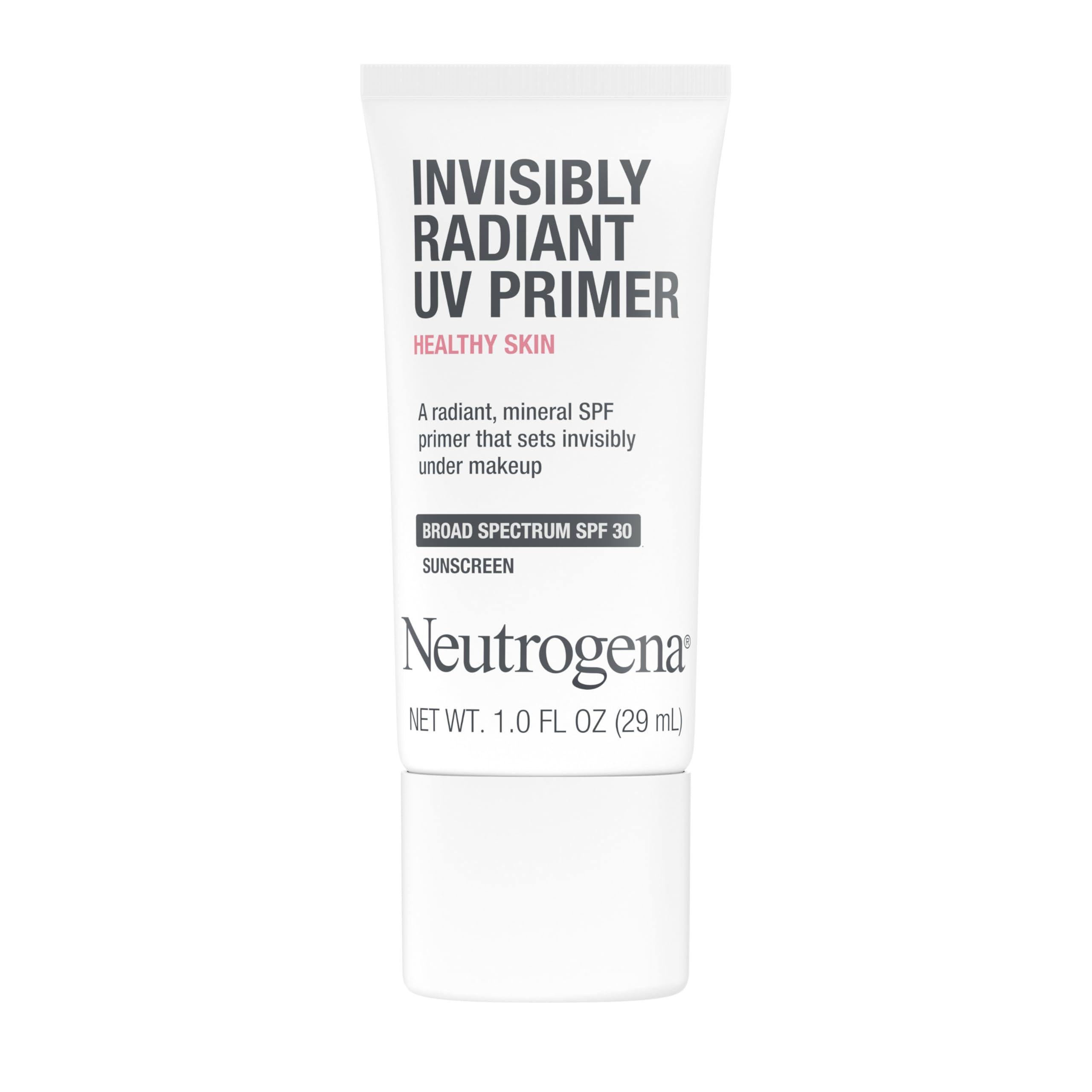 Neutrogena Healthy Skin Invisibly Radiant SPF 30 primer bottle with universal clear finish