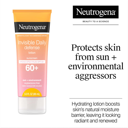 Neutrogena Invisible Daily Defense on-face application shows invisible, non-greasy coverage.