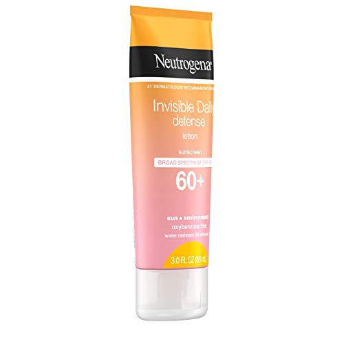 Neutrogena Invisible Daily Defense SPF 60+ provides broad UVA/UVB protection daily.