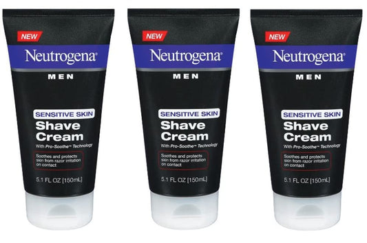 Neutrogena Men Sensitive Skin Shave Cream three-pack for a gentle, comfortable shave for sensitive skin
