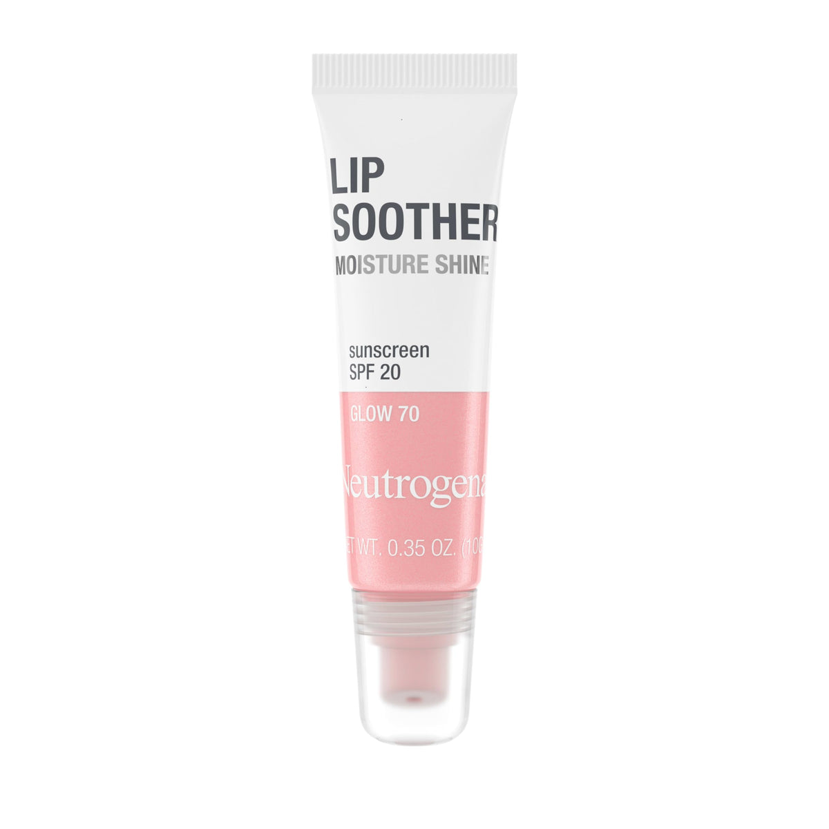 Neutrogena MoistureShine lip soother gloss on lips with SPF 20 for hydrated shine.
