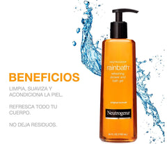 Neutrogena Rainbath 40oz bath scene under running water for a luxurious soak.
