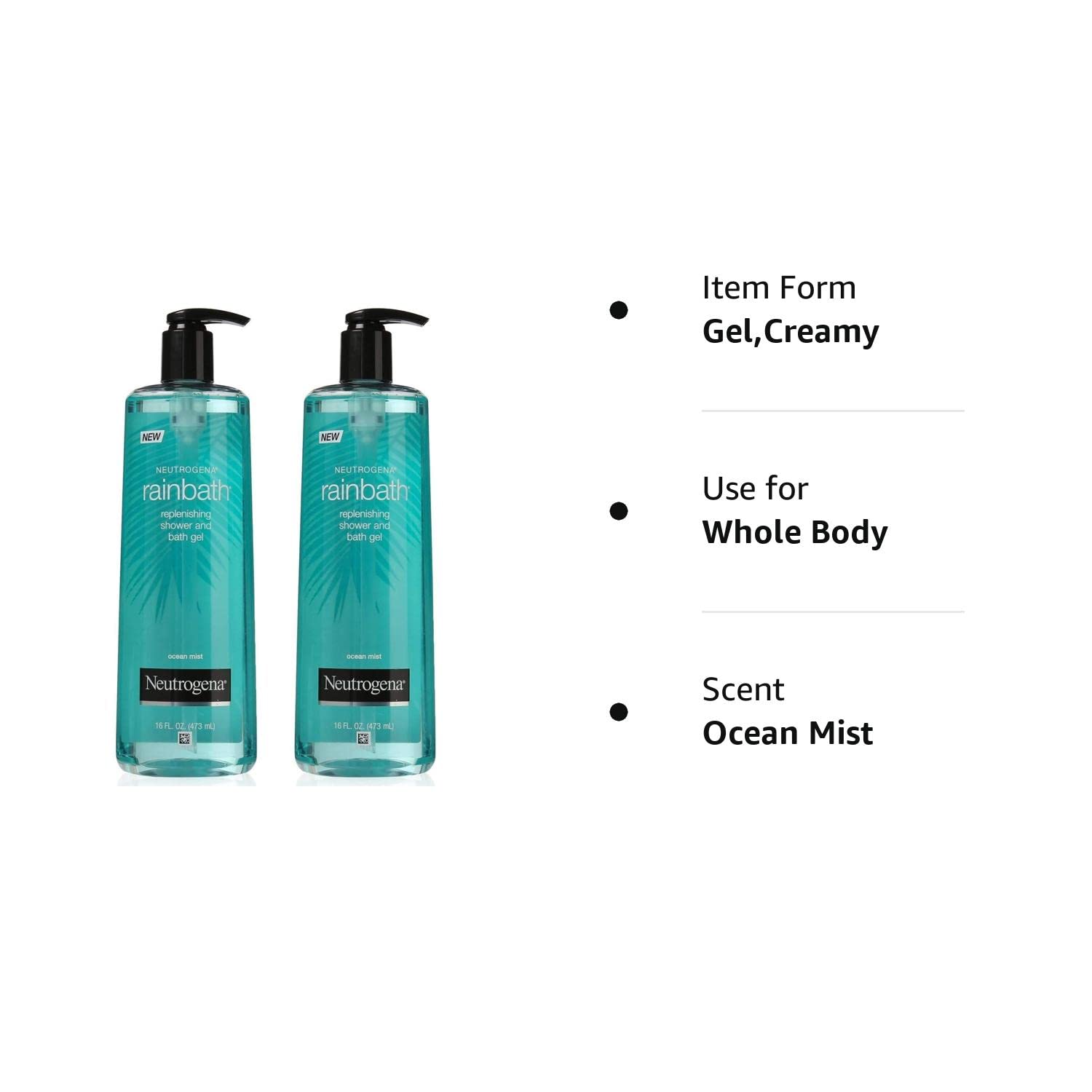 Neutrogena Rainbath Ocean Mist bottle lather delivers a smooth, soothing shower experience.