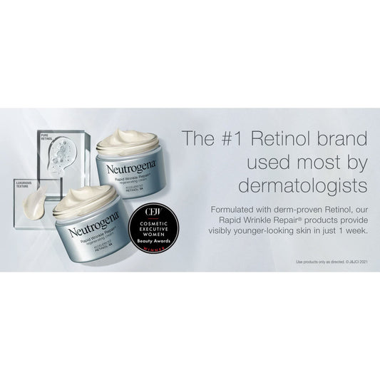 Creamy texture swirl of Neutrogena Rapid Wrinkle Repair, suggesting easy daily use.