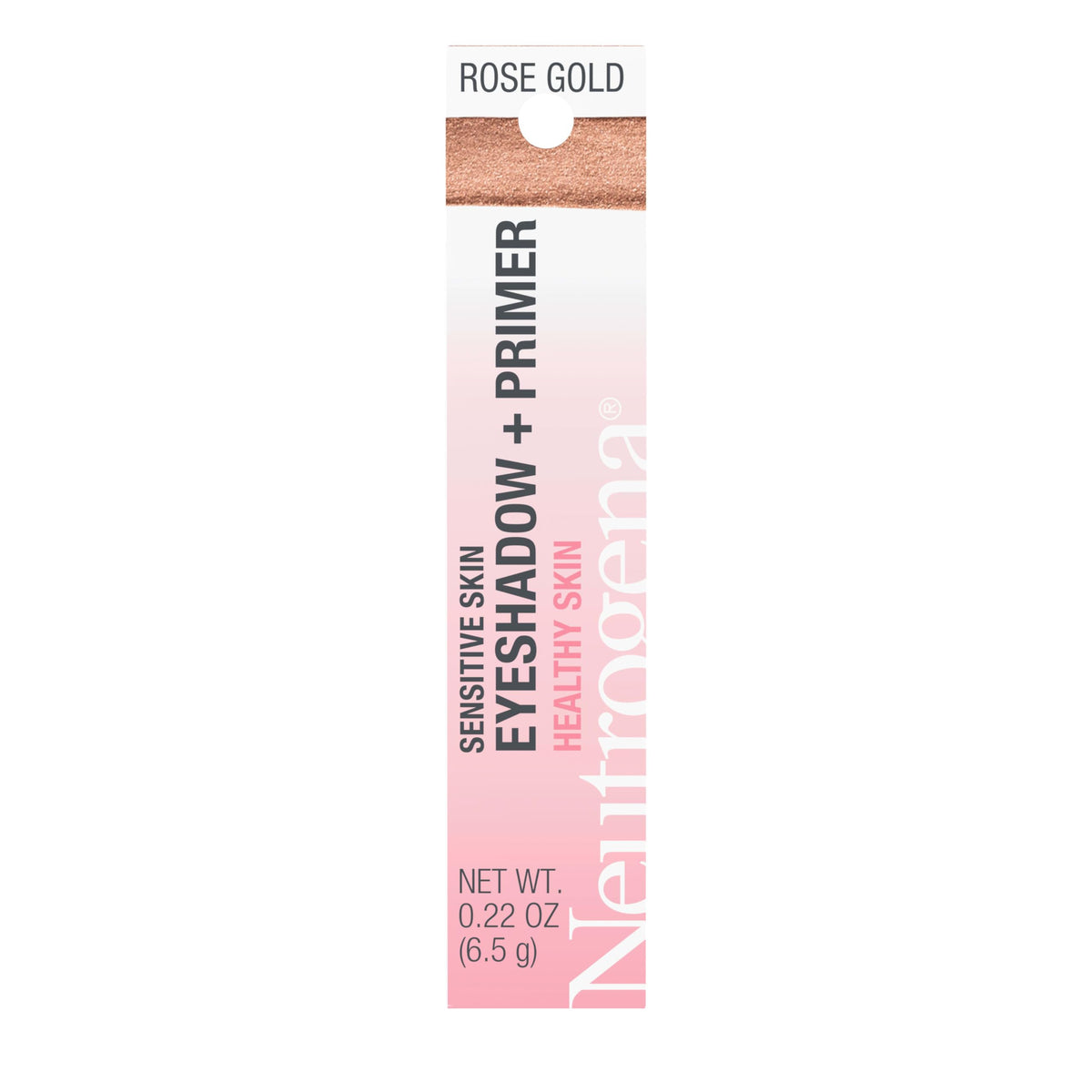 Neutrogena rose doré ombre swatch sur paupière pour regard métallique subtil et adapté à la peau sensible