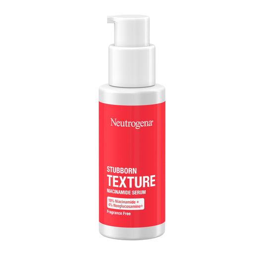 Neutrogena Stubborn Texture Serum Niacinamide highlighted as the 10% key ingredient.