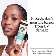 Neutrogena Ultra Gentle SPF 30 hand-application demonstrates easy daily sunscreen routine.