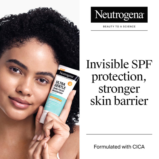 Neutrogena Ultra Gentle SPF 30 label-closeup highlights broad spectrum sun protection.