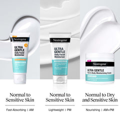 Neutrogena Ultra Gentle SPF 30 packaging communicates fragrance-free, dermatologist-recommended care.