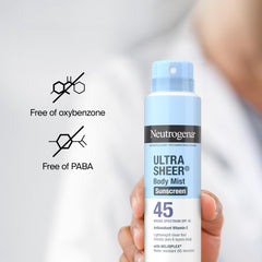 Neutrogena Ultra Sheer Body Mist in 5-ounce can for travel.