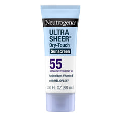 Neutrogena Ultra Sheer Dry-Touch sunscreen on the face bottle delivers a lightweight, matte finish.