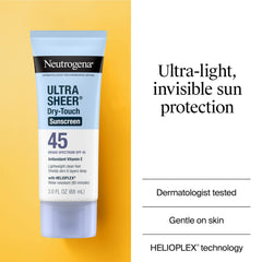 Spread-on Neutrogena sunscreen showing quick absorption and matte finish