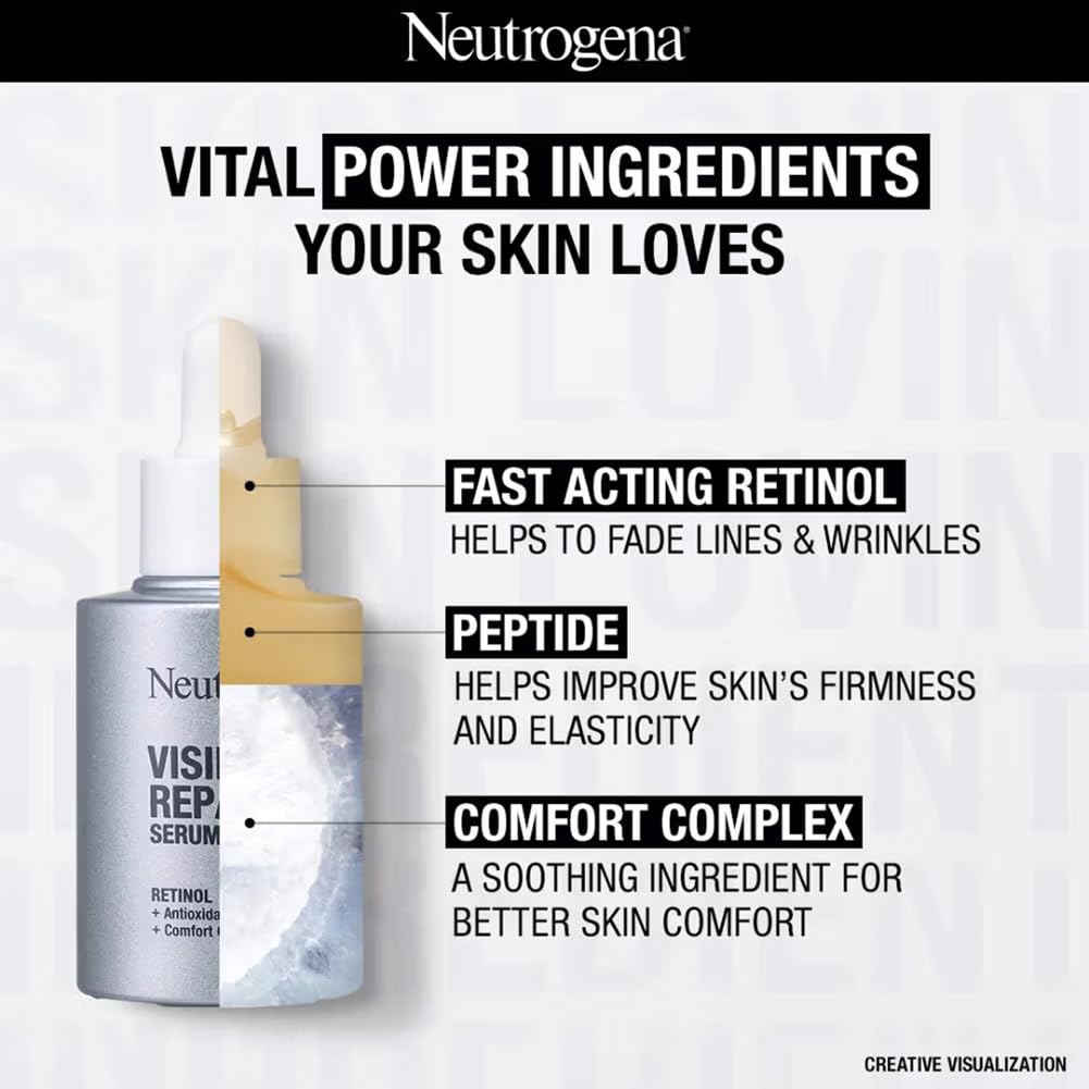 Neutrogena Visible Repair Serum application during night routine