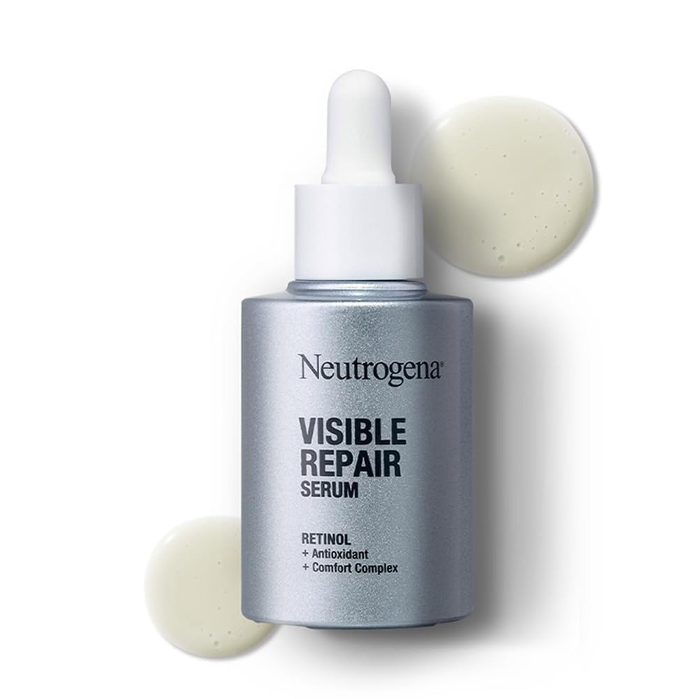 Neutrogena Visible Repair Serum bottle close-up for precise dosing