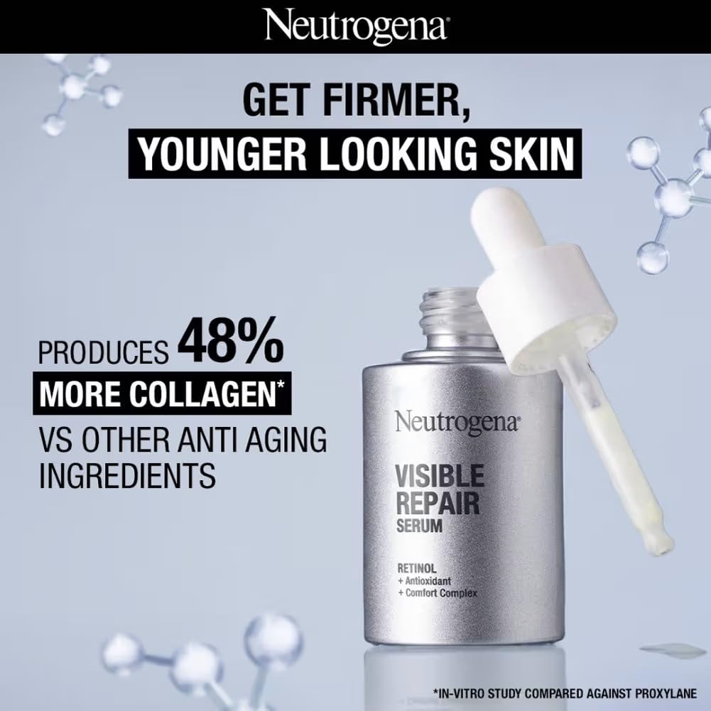 Neutrogena Visible Repair Serum key ingredients include hydrolyzed myrtle leaf extract