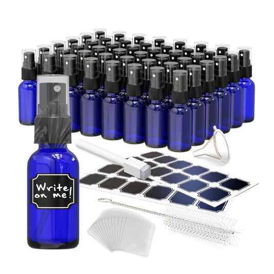 Nevlers cobalt blue 1oz glass spray bottle for UV protection and precise mist