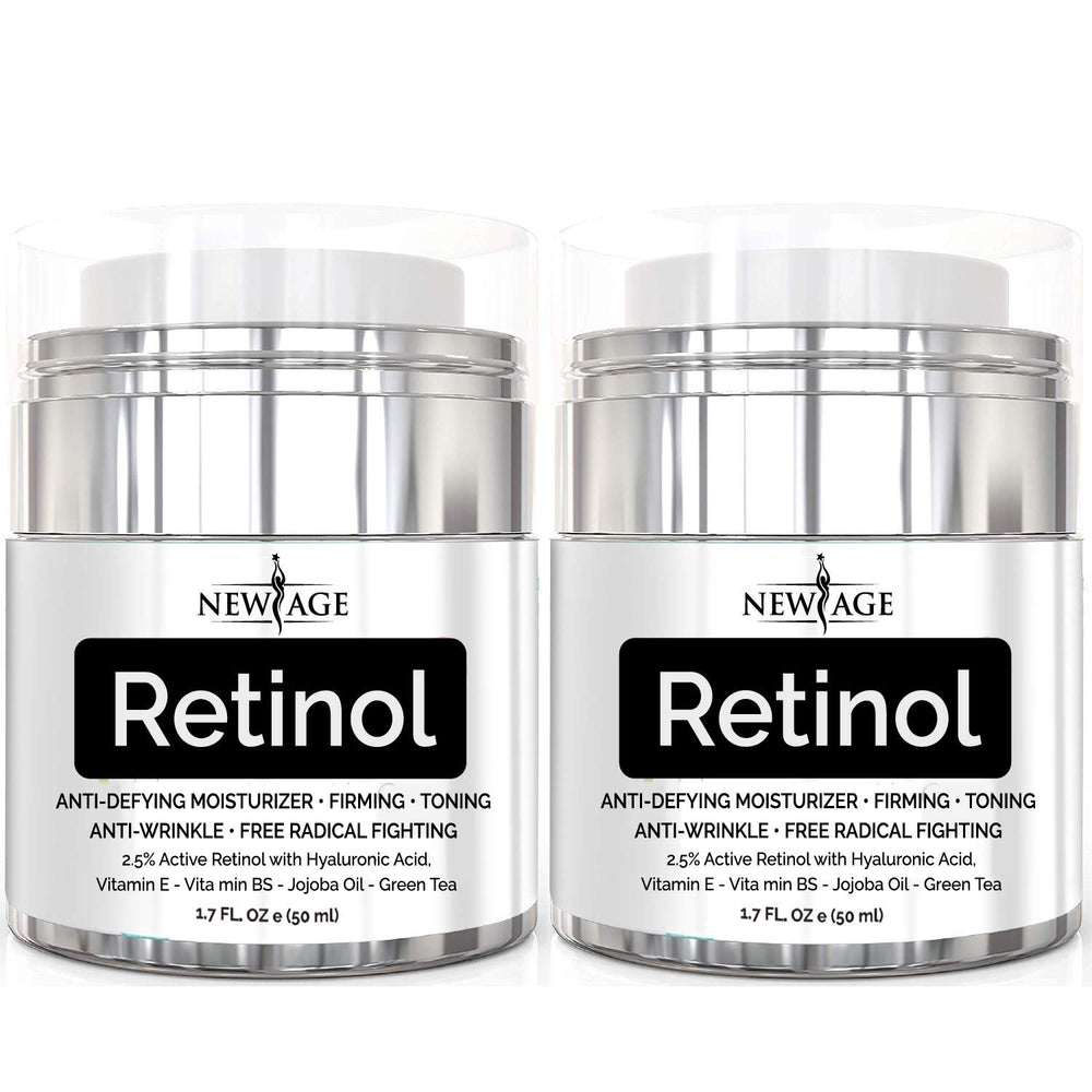 New Age Retinol Cream Neck Face with Hyaluronic Acid hydrates and smooths skin.