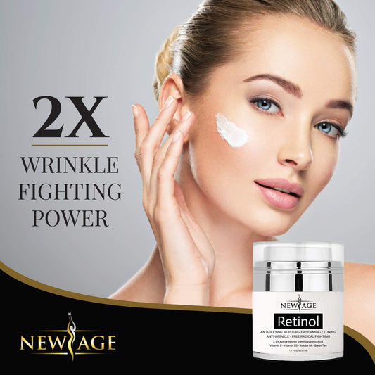 New Age Retinol Cream wrinkle reduction for smoother, firmer skin.