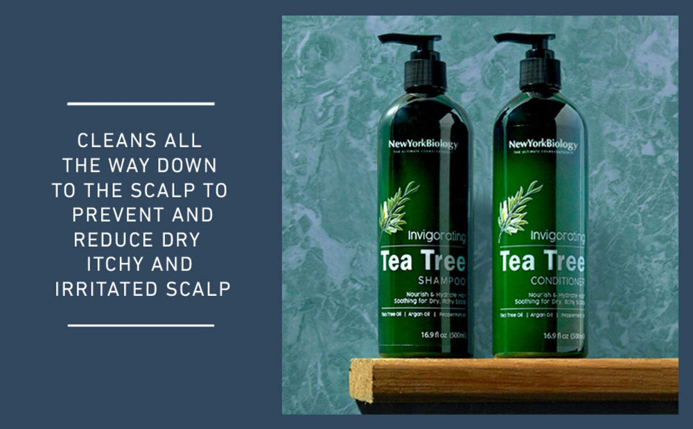 New York Biology Tea Tree Conditioner supports hair growth appearance with strengthened strands.