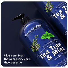 New York Biology Tea Tree Mint Body Wash USA-made label signals quality.