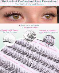 Newcally 12mm lash clusters for defined fringe and C-curly lift