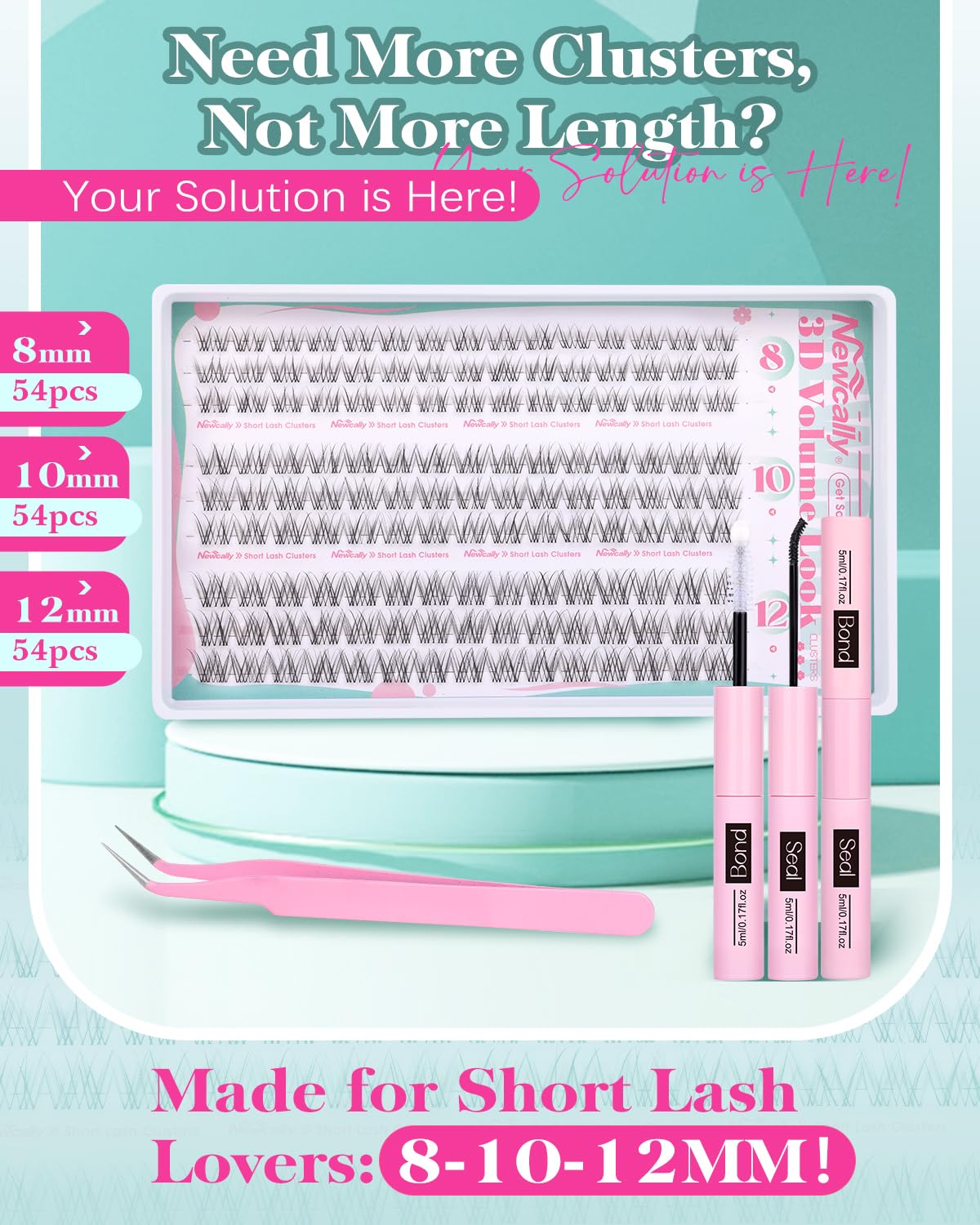 Newcally 8mm lash clusters for subtle volume and easy DIY application