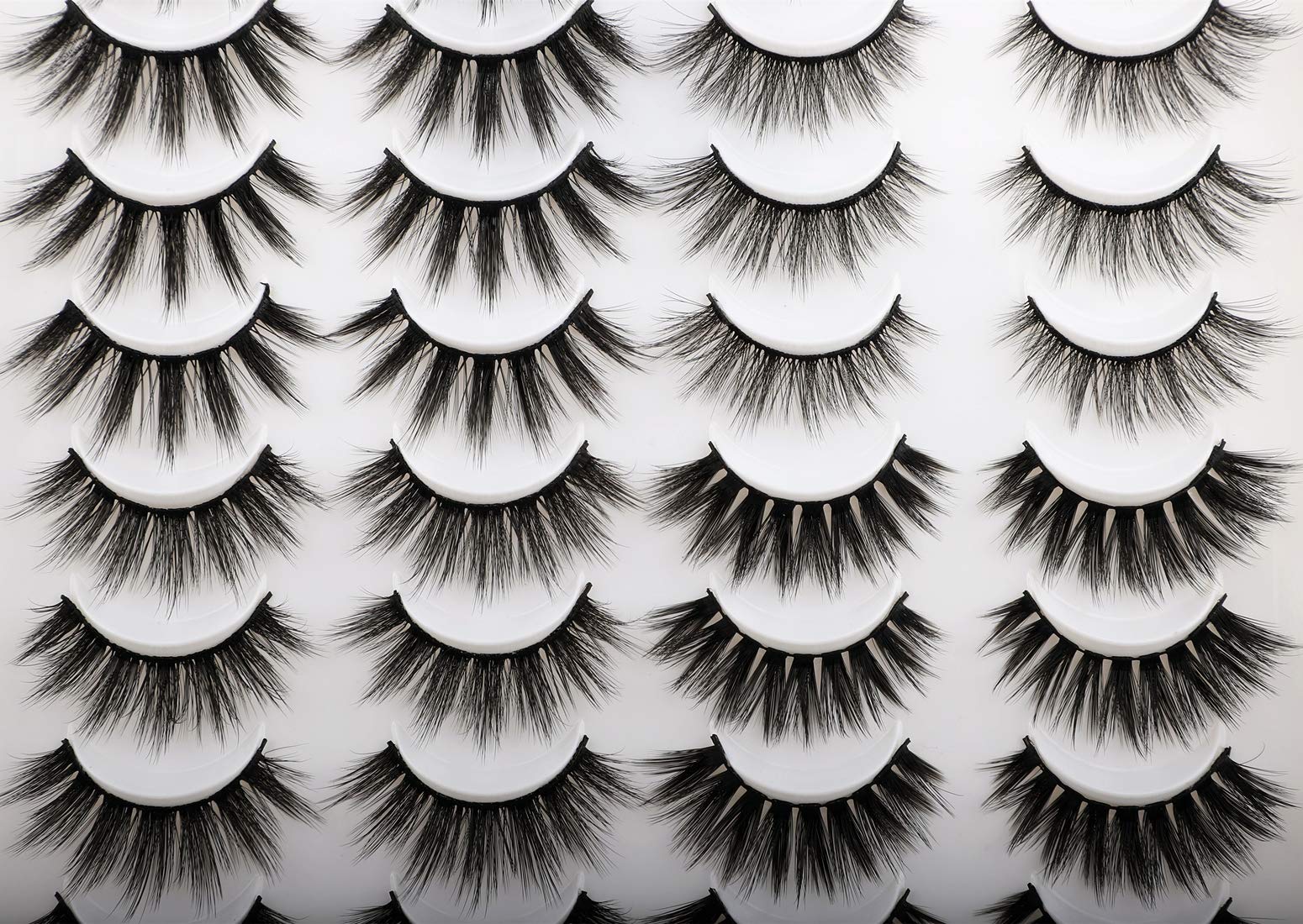 Newcally easy-apply lashes demonstrated with tweezers for quick application.