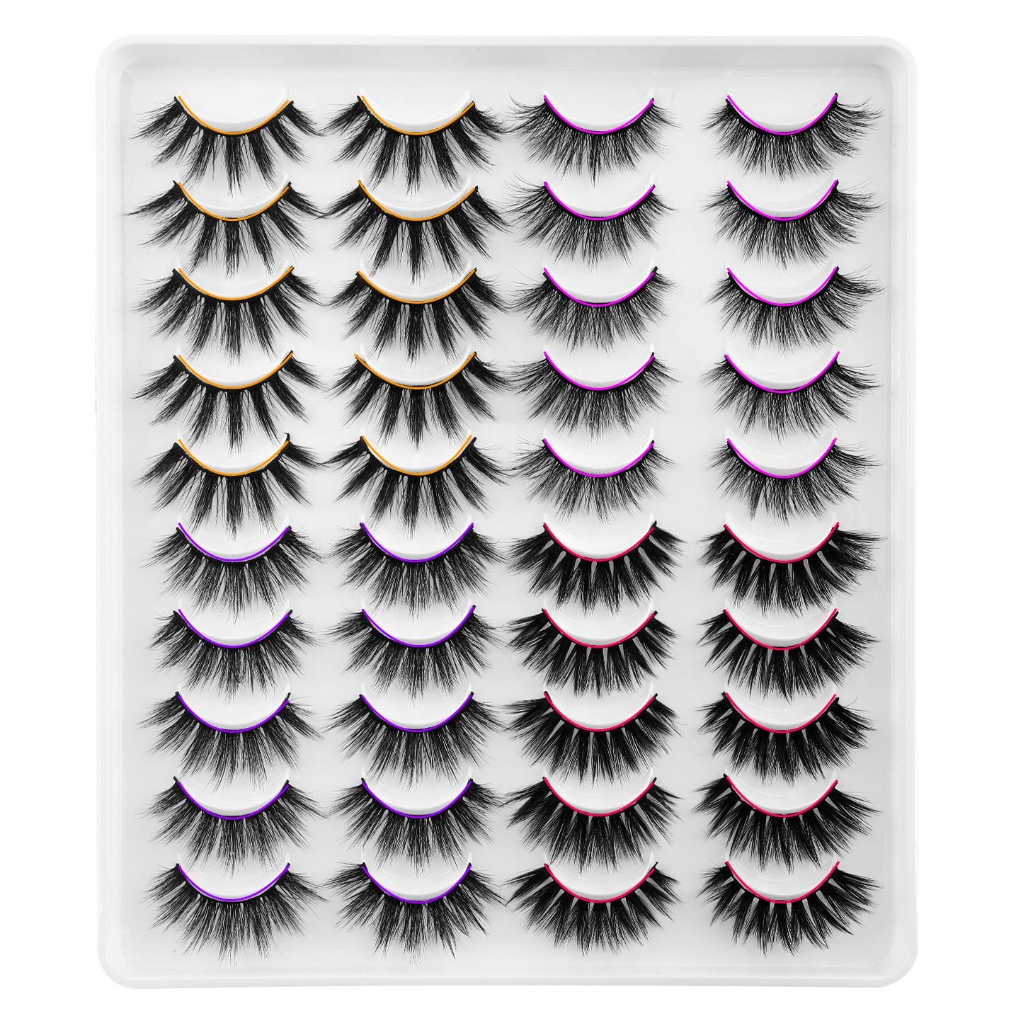 Newcally faux mink lashes pack—20 pairs in case for dramatic eye looks.
