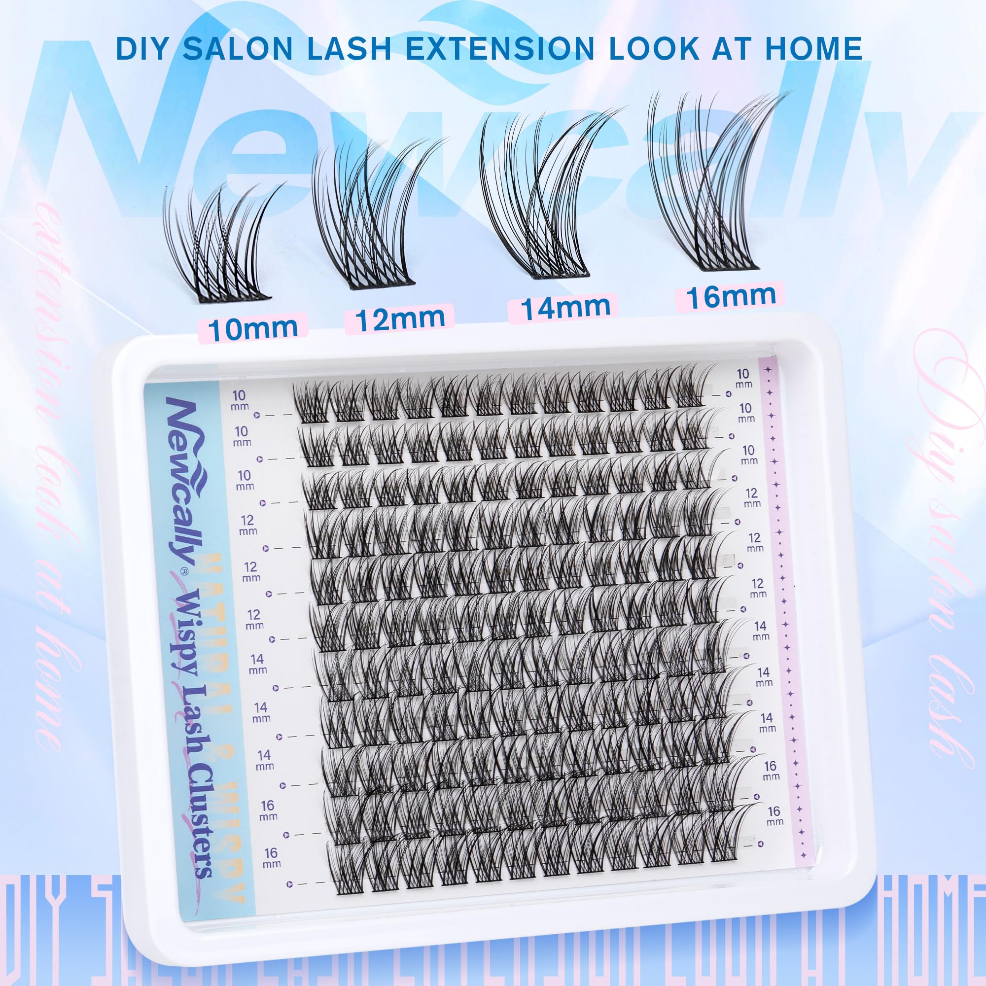 Newcally natural lash clusters extend eyes with curl.