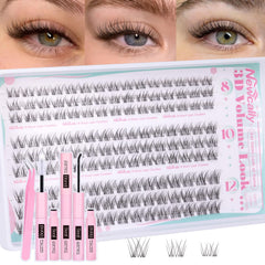 Newcally natural lash clusters kit with 8-12mm lengths for a feathery daily look