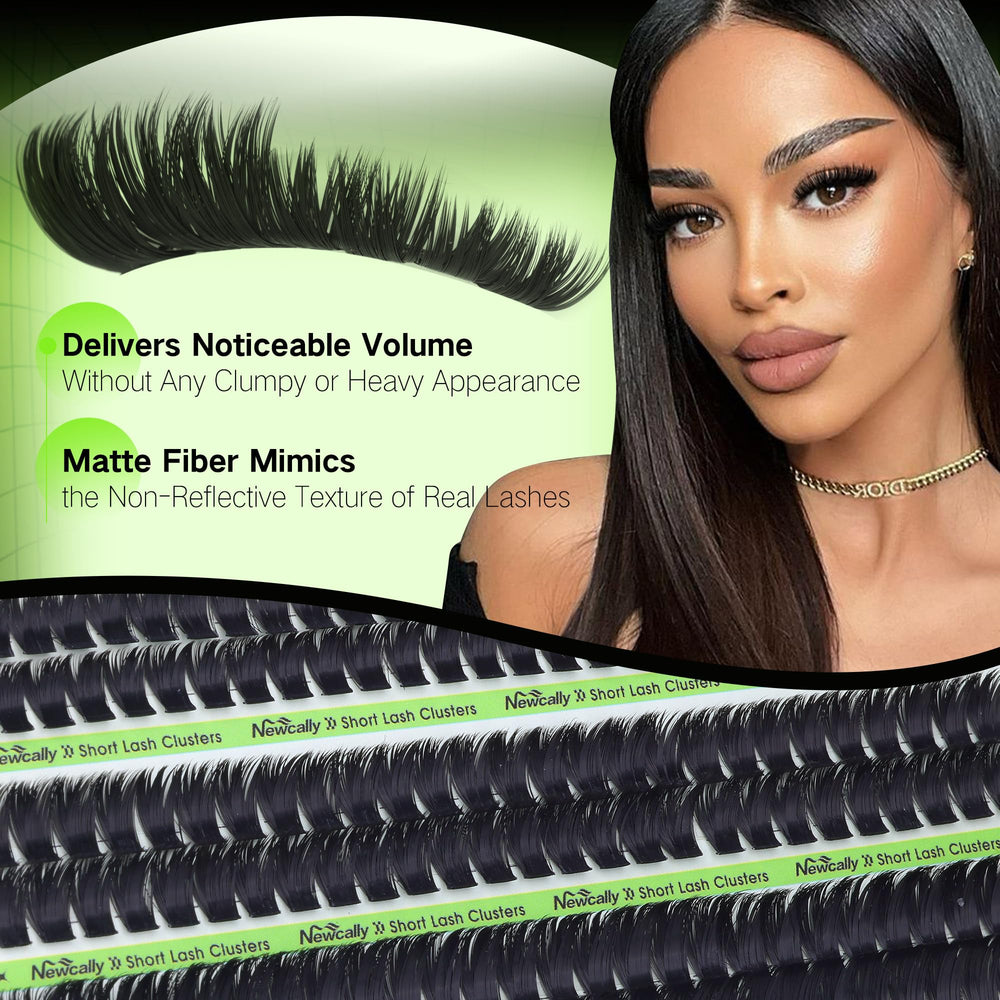 Newcally Volume Lash Clusters 10mm kit for wispy daily glamour.