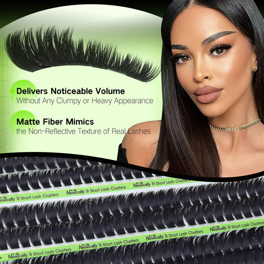 Newcally Volume Lash Clusters 10mm kit for wispy daily glamour.
