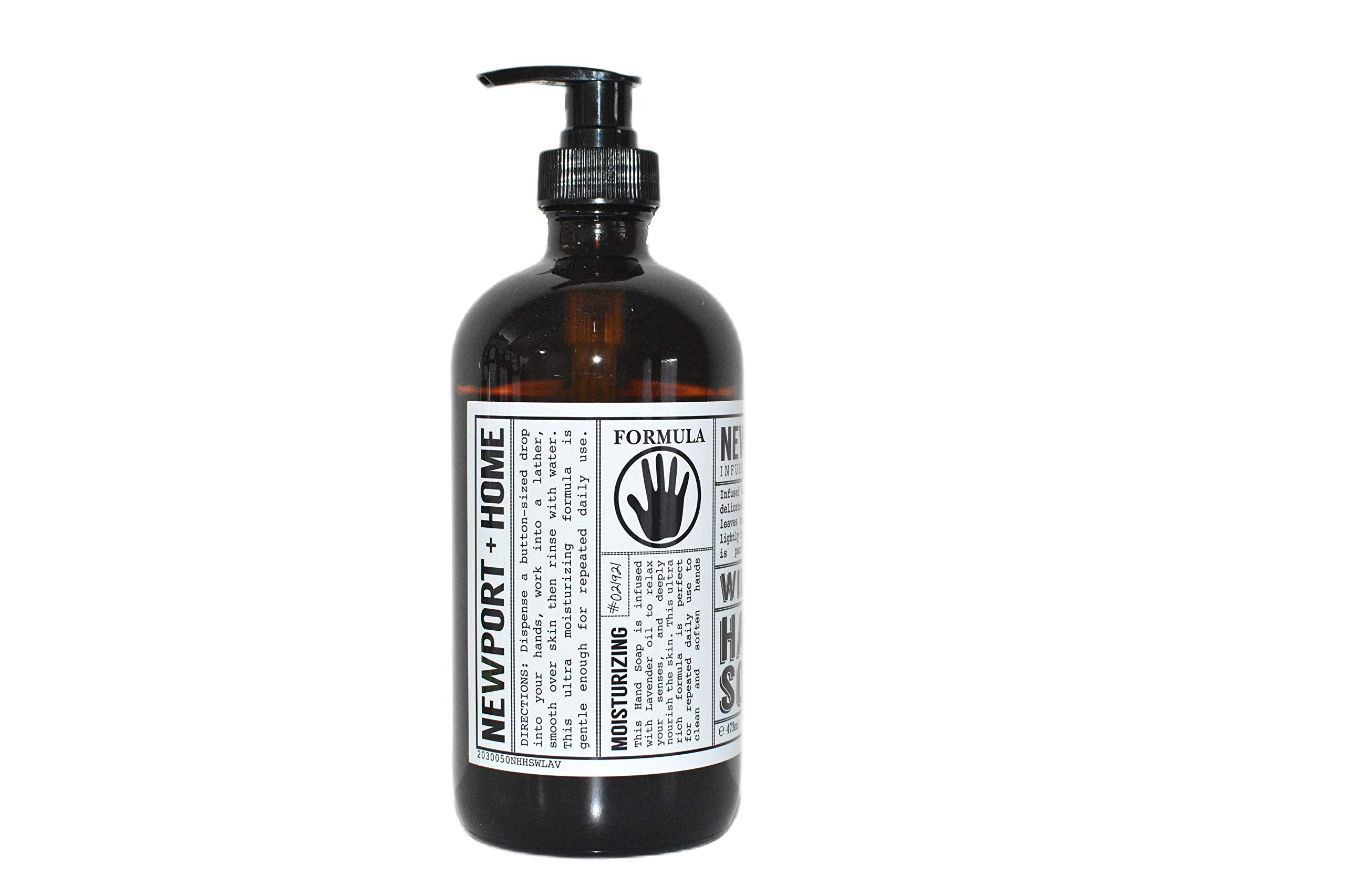 Two glass bottles showcase wild lavender hand soap for stylish bathroom decor.