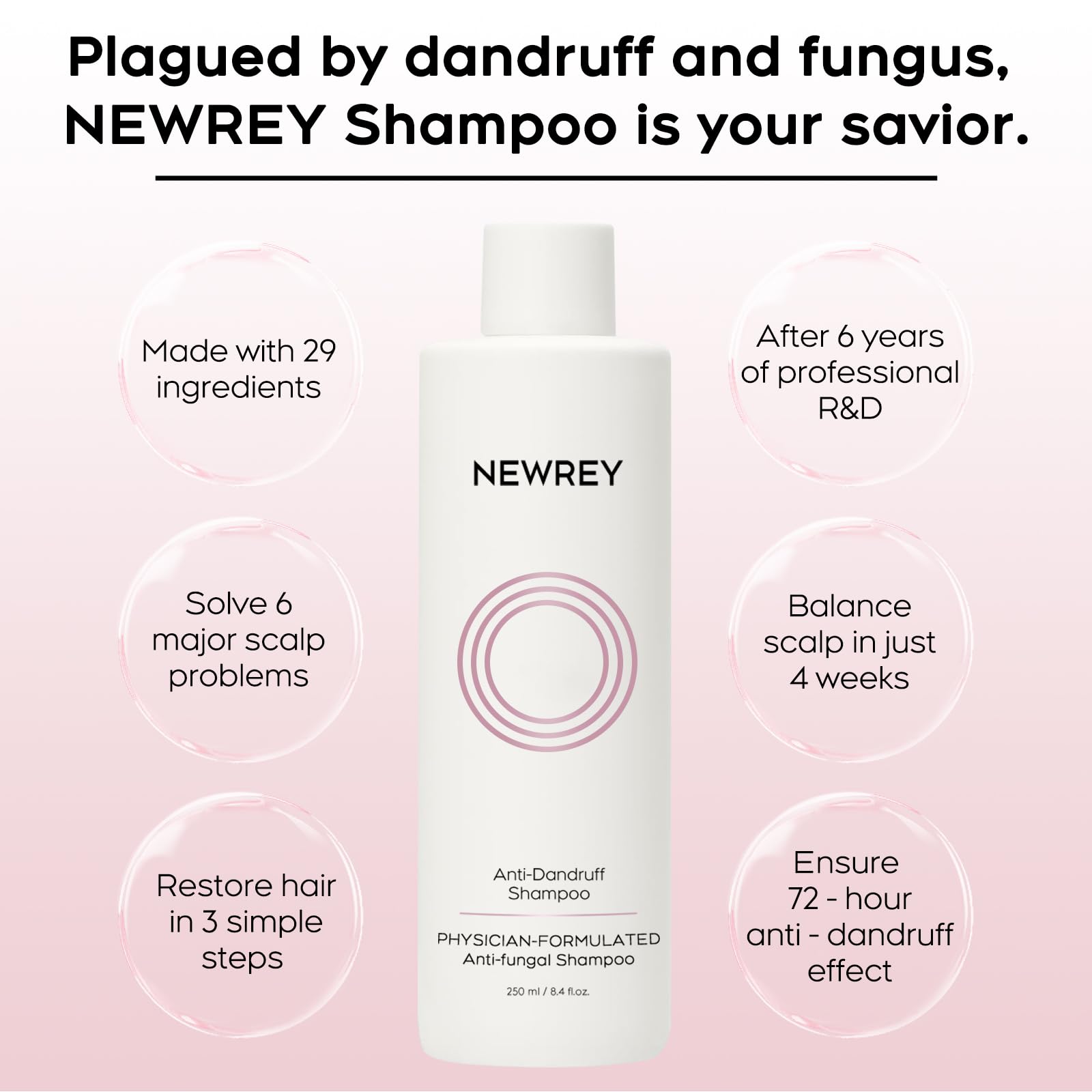 NEWREY sulfate-free and paraben-free label emphasizes mild scalp protection.