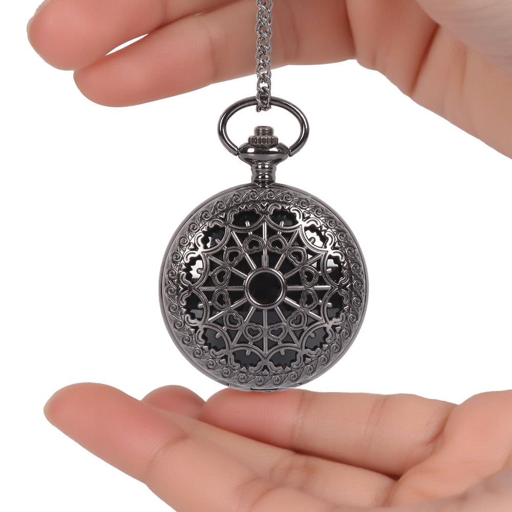 NewRiu black obsidian mirror inside pocket-watch shell for discreet ritual practice and elegant decor