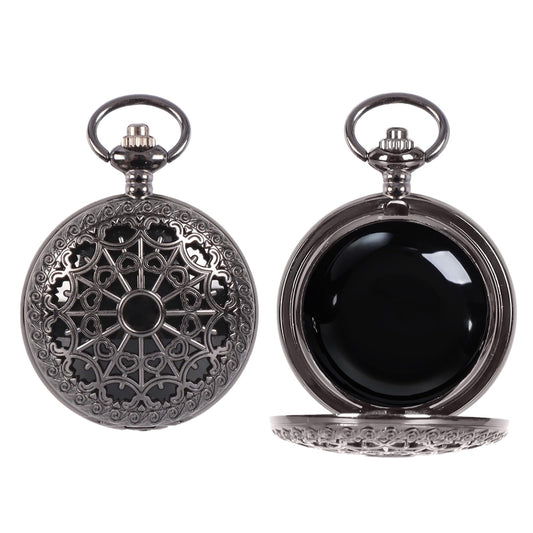 NewRiu scrying mirror in black obsidian with vintage pocket watch case for focused divination and meditation
