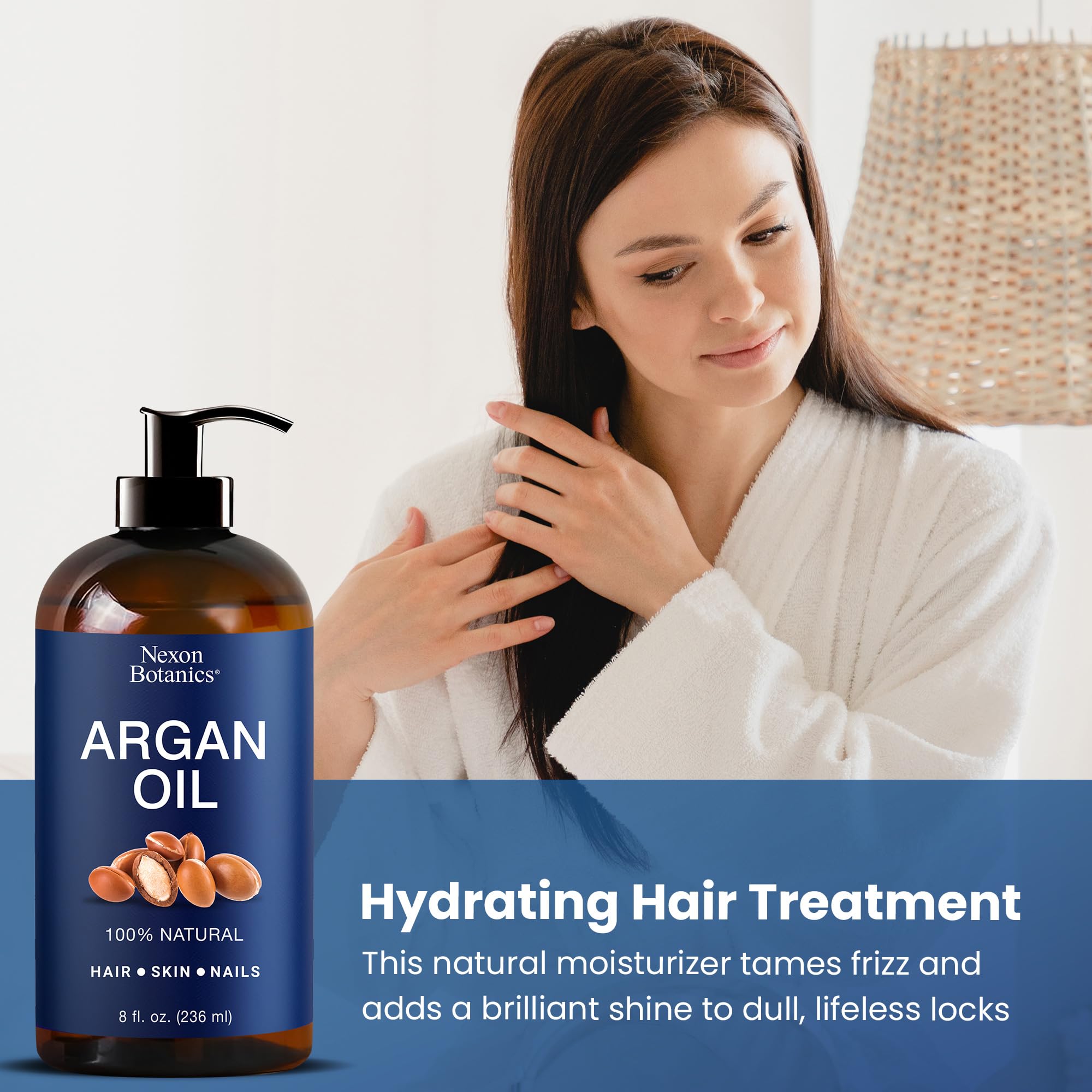 Nexon Botanics Argan Oil cold-pressed, unfiltered nutrients for versatile use.