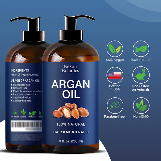 Nexon Botanics Argan Oil massage application demonstrates smooth, non-greasy feel.