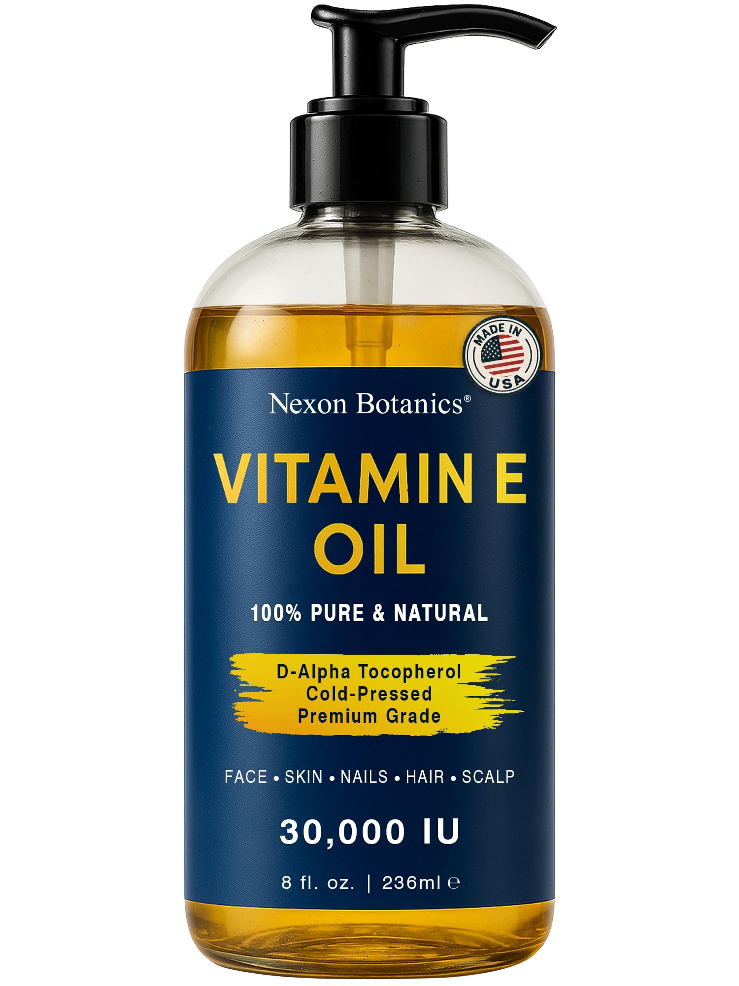 Nexon Botanics Vitamin E Oil bottle pour for easy moisturizing