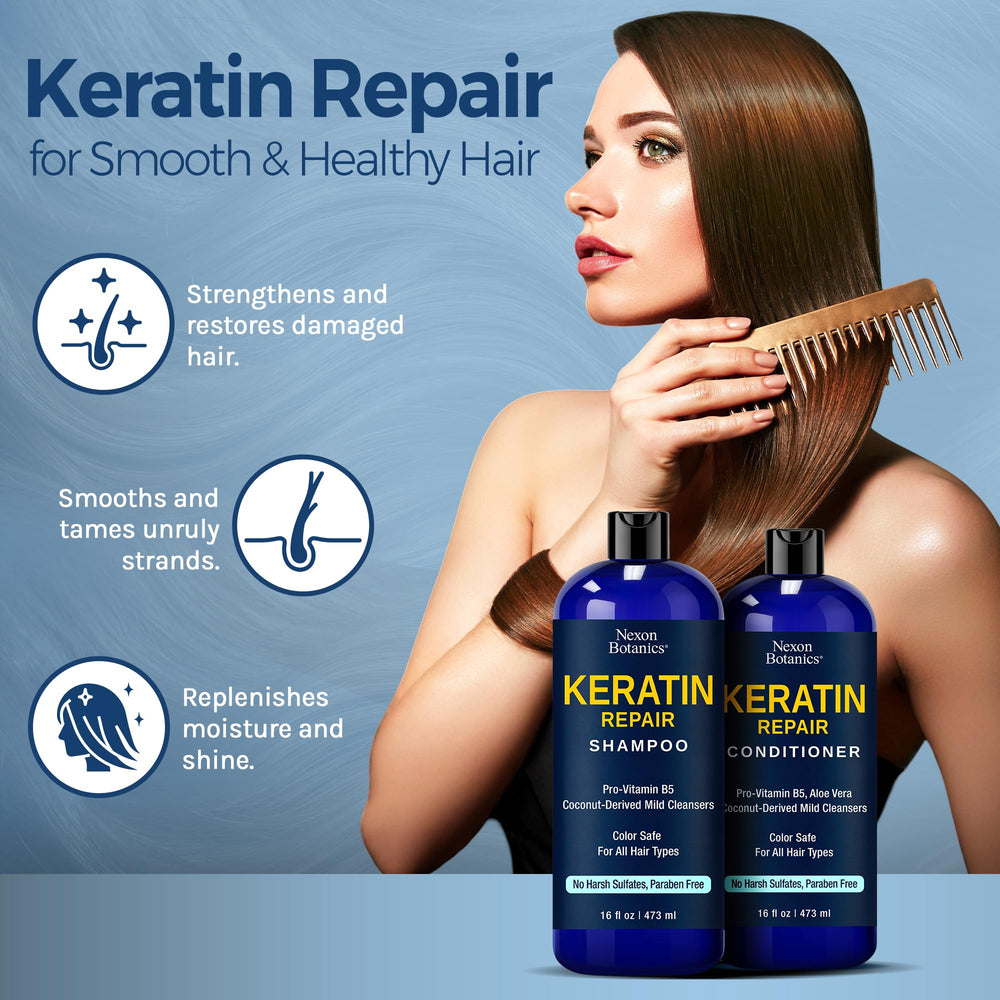 Nexon Botanics Keratin Set 16 oz packaging ideal daily routine.