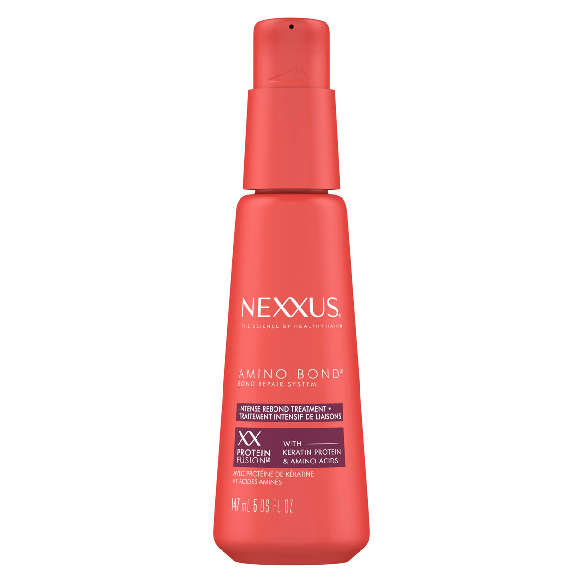 Nexxus Amino Bond intense treatment bottle, highlighting bond repair and nourishment
